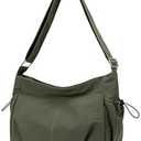 Nylon Tote Bag Hobo Crossbody Shoulder Bag for Women Handbags Large Travel Purses Messenger Bag Casual Work Bag (Green)
