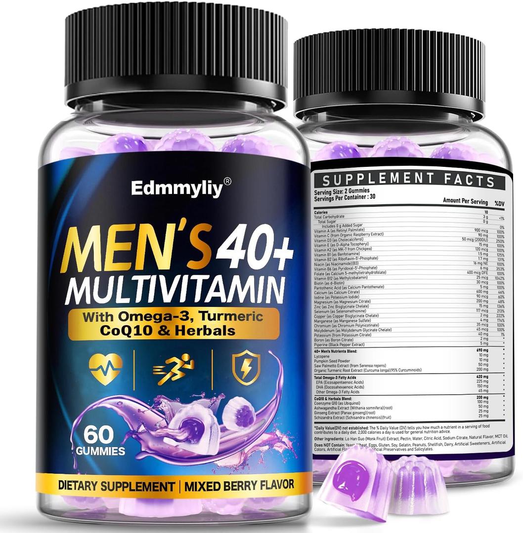 Multivitamin Gummies for Men 40 Plus - Methylated Vitamins Gummy, EXP: 04/17/2028