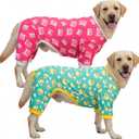 XPUDAC 2 Pack Dog Pajamas for Medium Large Sized Dog, 4-Way Stretch Warm Pet Pjs Onesie Lightweight Soft Jammies Pet Clothes Boy Girl Duck Pig Print, 3XL (3X-Large(Chest-26" Back-19.7" Neck-17.3"))