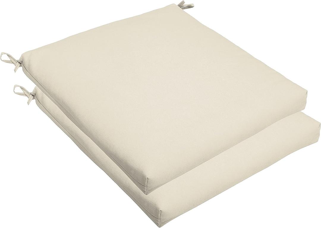 Sorra Home Sunbrella Bristol Square Chair Cushion (Set of 2) - Fade & Water Resistant, Outdoor & Indoor Patio Seat Cushion with Plush Foam - Canvas Natural (20" x 20" x 2.5"), 4 Pieces