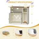Hzuaneri Cat Litter Box Enclosure, Hidden Litter Box Furniture with Storage, Wooden Cat Cabinet with Scratch Pad, Farmhouse Cats House, TV Stand End Table, Rustic Brown and White CB87514X