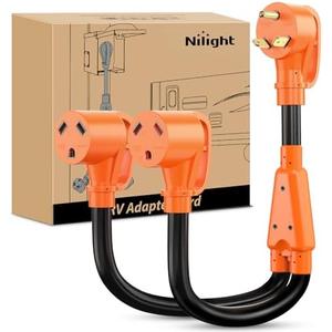 Nilight 30 Amp RV Y Splitter Adapter Cord 30A Male Plug to Two 30A Female Receptacle NEMA TT-30P TT-30R Pure Copper Heavy Duty Heavy Duty STW 10 AWG Cable for RV Camper Generator