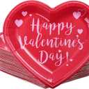 Aneco 50 Pieces Valentine's Day Paper Plates Heart Shape Disposable Plates Valentine Party Plates Dinnerware Plates Party Supplies for Valentine's Day Party