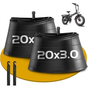 2 Pack 20 x 3.0 Fat Tire Tube Schrader Valve, Puncture Proof Bike Tubes for 20 x 3 Bicycle Tire, Butyl Rubber Inner Tube for EBike/Electric Bike/Mountain Bike