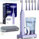 Electric Toothbrush with Water Flosser Combo for Teeth Brushing & Flossing, Sonic Electric Toothbrush for Adults, Cordless Water Flosser for Home & Travel, Portable Travel Case Included