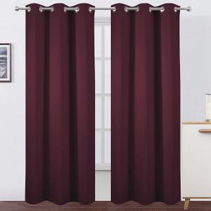 LEMOMO Burgundy Red Thermal Blackout Curtains/42 x 95 Inch/1 Panel Room Darkening Curtains for Bedroom