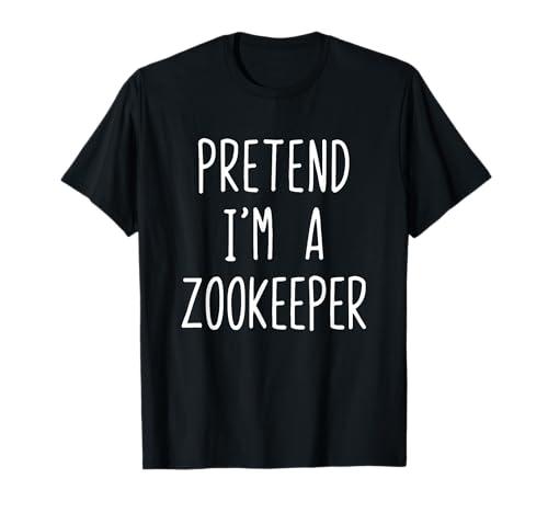 Pretend I'm A Zookeeper Costume Halloween Lazy Zoo-Keeper T-Shirt, Size 2XL