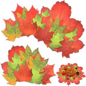 Cholemy 180 Pcs Parchment Paper Leaves 8.2 x 5.9 Inch Thanksgiving Fall Leaf Maple Grape Leaf Cheese Paper Autumn Decorative Parchment Paper for Plate Table Charcuterie Boards Festival Party Serving