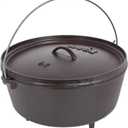 Lodge 5 Quart Pre-Seasoned Cast Iron Camp Dutch Oven with Lid - Dual Handles - Use in the Oven, on the Stove, on the Grill or over the Campfire - Black