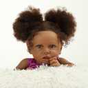 Reborn Baby Dolls Black Girl, 22" Realistic Baby Doll Lifelike African American Newborn Bebe Caramel Real Life Like Baby Dolls with Two Afro Puffs & Feeding Toys in Gift Box for Kids Age 3+