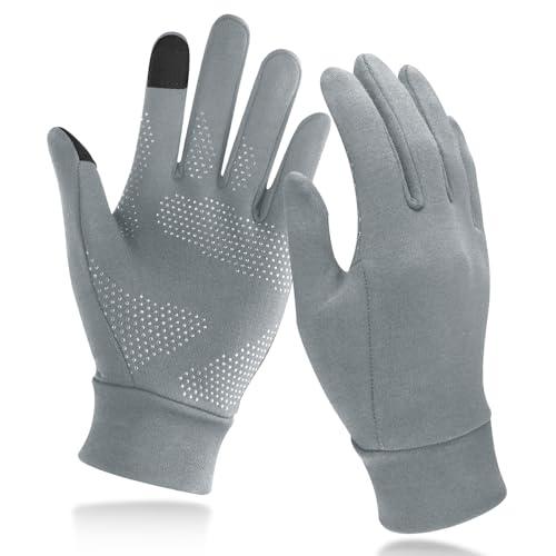 Unigear Running Gloves, Touch Screen Anti-Slip Lightweight Gloves Liners for Cycling Biking Sporting Driving for Men Women (Grey,Large)