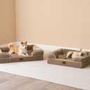 EHEYCIGA Orthopedic Dog Beds for Large Dogs, Waterproof Memory Foam Large Dog Bed with Sides, Non-Slip Bottom and Egg-Crate Foam Pet Couch Bed with Washable Removable Cover, 36.0"l X 27.0"w X 6.5"th, Camel