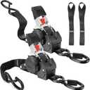 Retractable Ratchet Straps, 1763lb Break Strength Self Retracting Ratchet Straps Heavy Duty with Soft Loops, 10FT Auto Tie Down Straps Easy Retract for Motorcycle, Truck, Securing Cargo, 2 Pack (Black)