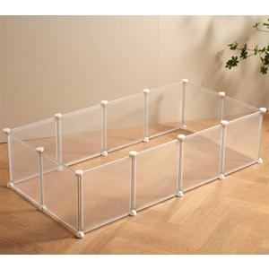 Transparent Clear Small Animal Playpen, Guinea Pig Cages, Puppy Dog Playpen, Pet Playpen, Rabbit Bunny Indoor Fence Pen Enclosure, White Clear Plastic Playpen,12X12 Inch, 12Panels