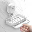 Soap Dish for Shower, Removable Suction Cup Bar Soap Holder, Wall Mounted Soap Case for Bathroom Countertop, Kitchen & Bathroom Shower Essentials Accessories (White)