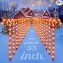 COOLWUFAN 24 Pack Chrismas Candy Cane Lights, 33'' Light Up Candy Cane Chrismas Decoration Outdoor Yard, Waterproof Xmas Outside Decor Pathway Lights