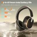Hybrid Active Noise Cancelling Bluetooth Headphones,Bluetooth 6.0 Over Ear Wireless Headphones with 60H Playtime, Hi-Res Audio, Deep Bass, Memory Foam Ear Cups for Home Office Travel Black