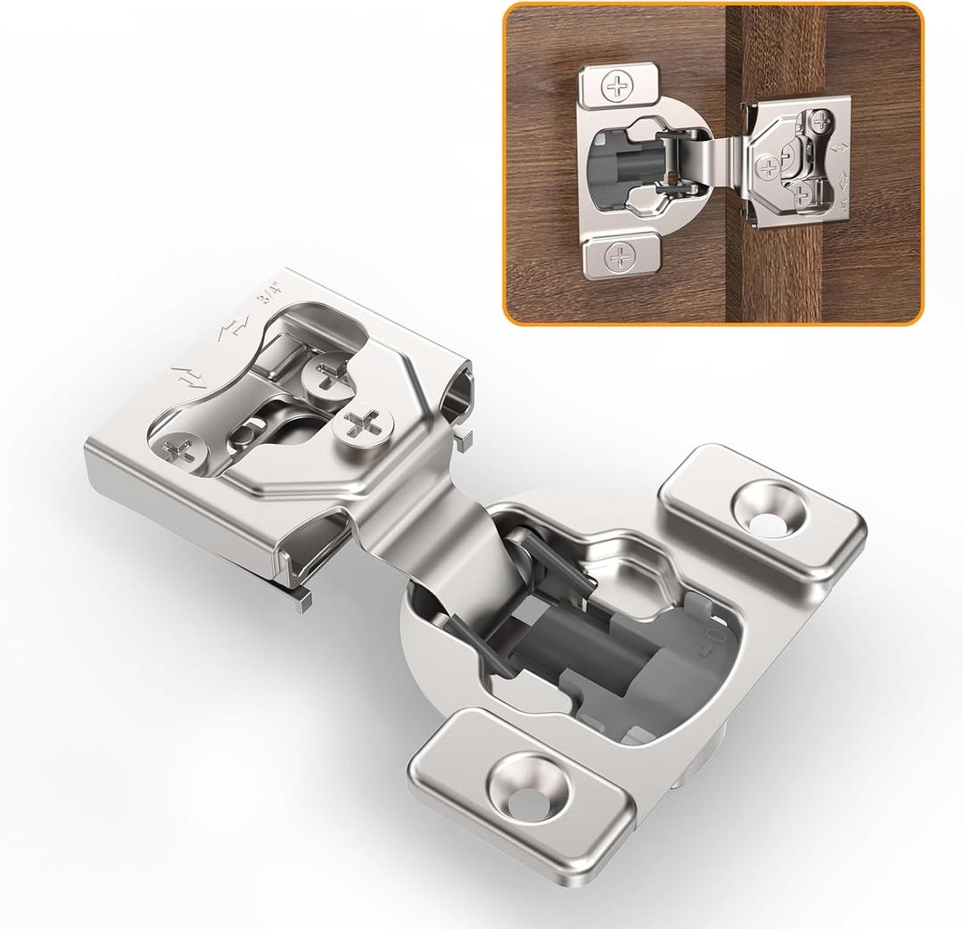 Pack of 50 3/4" 4D Concealed Hinges for Face Frame Door, Soft Close On/Off Switch, Self Closing, 105 Open Angle Concealed Stainless Steel Hinges for Framed Cabinet, Satin Nickel