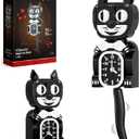 JAKI Black Cat Swing Clock Building Blocks Set,Cat Clock with Moving Eyes and Tail, Battery Operated Wall Clock,Home Decoration and Collectible for Adults & Kids 12+