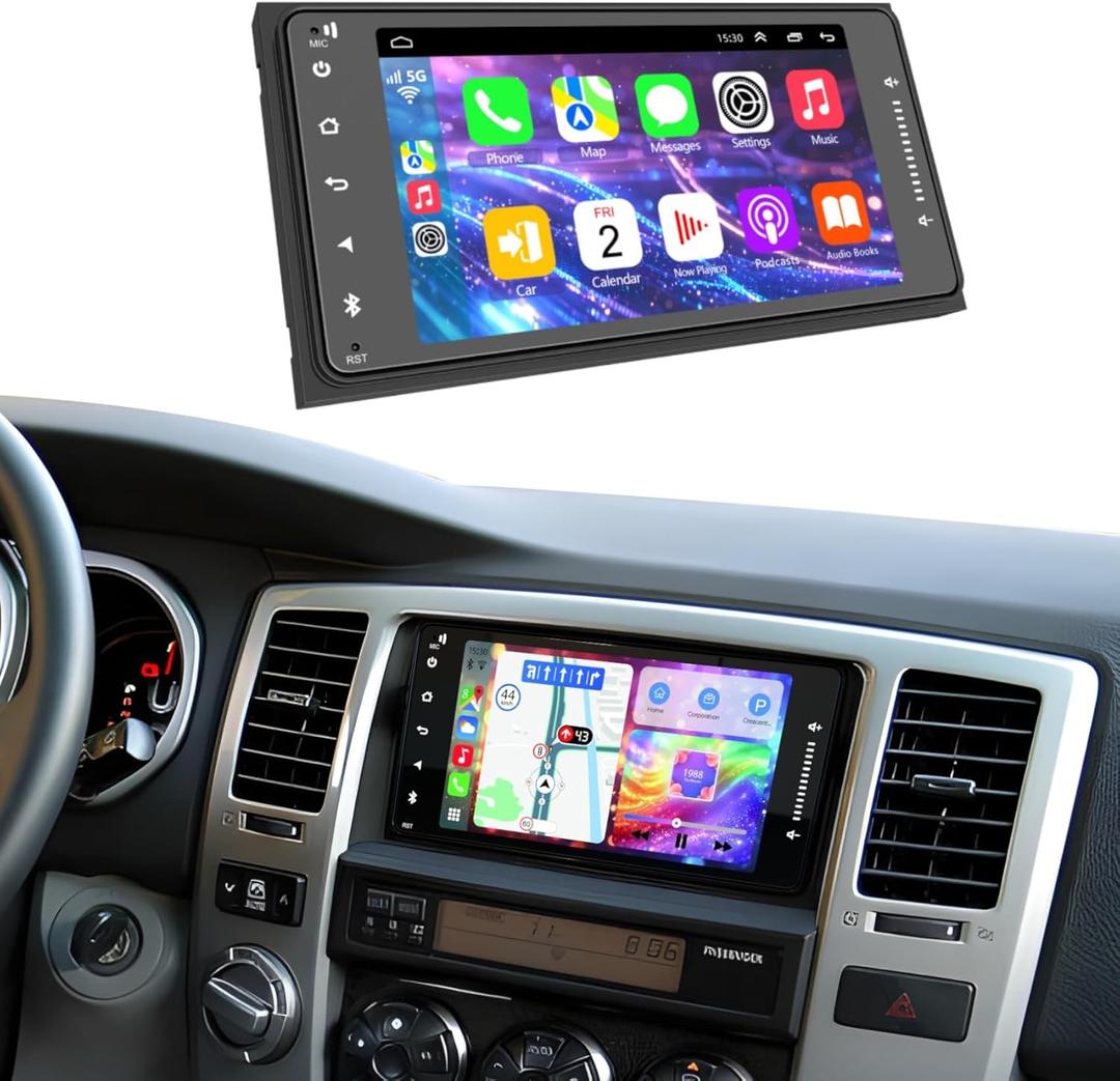 4+64G Android 14 Car Radio for Toyota 4Runner 2003-2009/Tundra 2003-2006/Sequoia 2003-2007, 7 Inch Stereo with Wireless Carpaly&Android Auto, Support Bluetooth/WiFi/GPS/FM/SWC/Backup Camera
