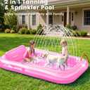 Inflatable Tanning Pool Lounger Float with Sprinkler, 77" x 48" XL Tanning Pool for Adults with Pillow & Cup Holder, 6 in 1 Suntan Tub Sunbathing Bed Pool Floats Adult for Backyard, Beach & Lake