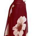 Verdusa Women's Floral Wedding Guest Dress Long Sleeve Mesh Maxi Dresses (Red, M)