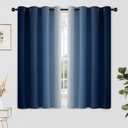 Yakamok Blue and Greyish White Ombre Curtains, Room Darkening Gradient Color Curtains for Bedroom, Light Blocking Thermal Insulated Window Drapes for Living Room(2 Panels, 52x54 Inch)