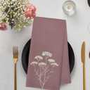 Vintage Mauve Wildflower Kitchen Towel and Dish Towel Set of 2, Farmhouse Dusty Rose Decor Hand Towels, Minimalism Retro Floral Decorative Hand Dish Tea Towels for Bathroom Kitchen, 16x24 in