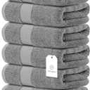 White Classic Luxury Light Gray Hand Towels - Soft 100% Turkish Cotton | Highly Absorbent Hotel spa Bathroom Towel Collection | 16x30 Inch | Set of 6 (02: Light Grey)