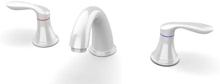 Bathroom Sink Faucet, Faucet for Bathroom Sink, Widespread White Bathroom Faucet 3 Hole with Stainless Steel Pop Up Drain and cUPC Lead-Free Hose - (White)