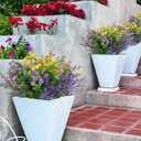 Hananona 12 Pcs Artificial Flowers Outdoor, Faux Artificial Plants UV Resistant Plastic Flower Bulk for Hanging Planter Porch Window Home Wedding Fall Summer Decor (12, Fuchsia, Purple, Yellow, Green)