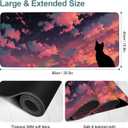 Cat Gaming Mouse Pad 35.4"x15.7" Large Extended Pad Desk Mat Anti-Slip Rubber Base & Durable Stitched Edges for Gamers Smooth Mouse Pad Writing Surface for Desk Office/Home