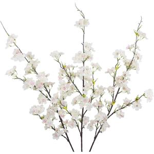 CISDUEO 3 Pcs Artificial Cherry Blossom Flower Pink Silk Peach Flowers Bulk Plum Blossom Flowers with Leaves Cherry Blossom Branches Vase Arrangements for Spring Wedding Indoor Outdoor DIY Party Decor