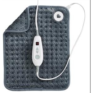 Brookstone Herringbone Portable Heating Pad - Super Soft Plush, 6 Heat Settings, Machine Washable, Easy-to-Use Controller, 16'' x 12'' for Pain Relief, Period Cramps, Warmth (Gray)
