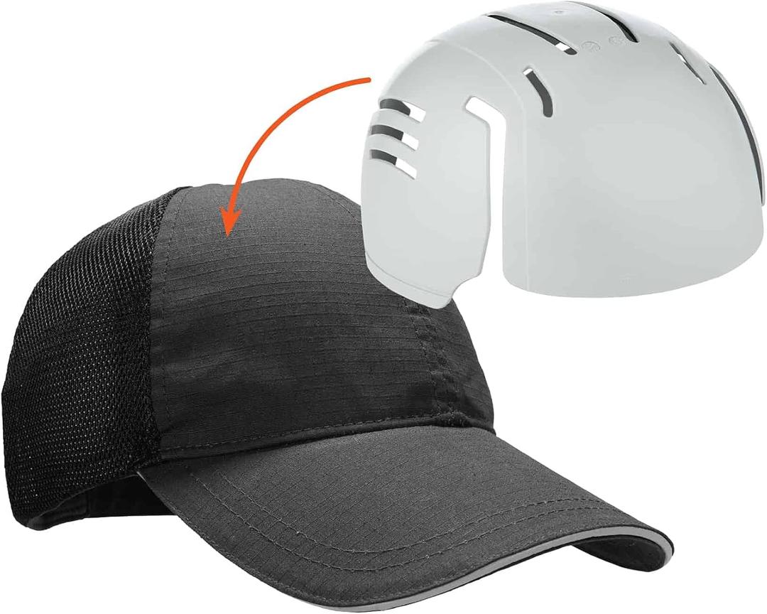 Ergodyne Skullerz 8946 Standard Baseball Cap with Bump Cap Insert, Black