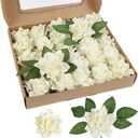 IPOPU Artificial Gardenia Flowers 25PCS 3.15 Ivory Artificial Foam Roses Bulk Fake Flower Heads With Stems For DIY Wedding Bouquets Party Home Centerpieces Decor(Ivory)