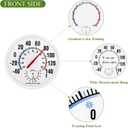 Circrane 13.25 Inch Round Thermometer with Hygrometer, Large Indoor Wall Patio Bimetal Weather Thermometer, No Battery Required, White