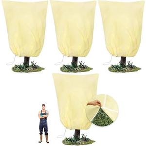 TCBWFY 95x80inches Huge Plant Covers Freeze Protection Frost Cloth for Outdoor Plants,2.82oz/yd² Thickened Winter Tree Covers with Zipper Drawstring,4 Pack Frost Blanket from Wind,Pest and Animal