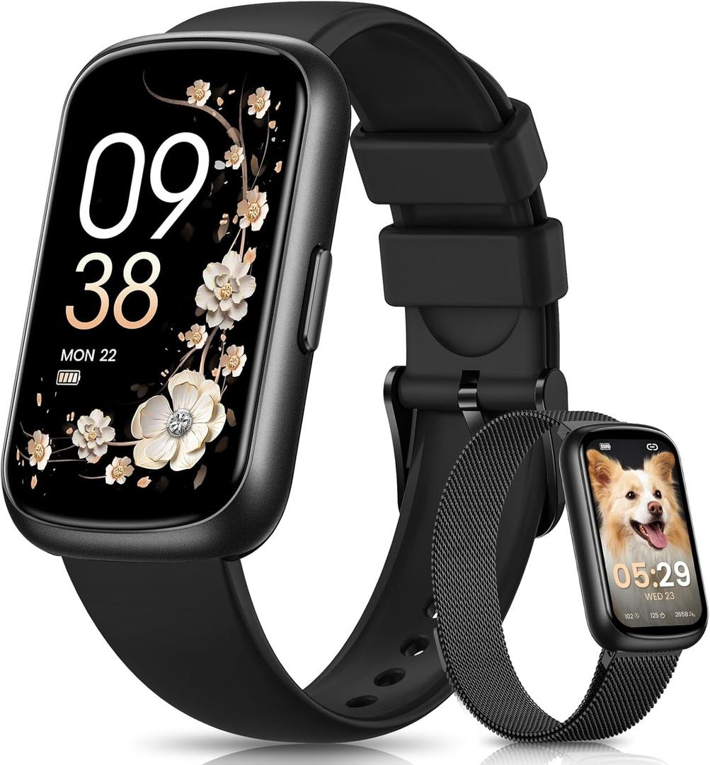 Fitness Tracker, Smart Watches for Women/Men, 24/7 Heart Rate Monitor Watch with Sleep Tracker, Step Counter, 20+ Sport Modes Fitness Watches for Women/Men, Android Smart Watch for Phones (Black)