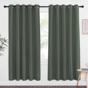 NICETOWN Blackout Doorway Curtain Drape 72 inch Length - Grommet Noise Reducing Thermal Insulated Solid Modern Window Treatments for Bedroom/Porch (1 Panel, Dark Mallard, 66 x 72 Inch,)