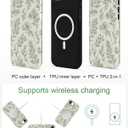 Magnetic Flower Case for iPhone 16 Pro Max, Green | Compatible with MagSafe, Cute Floral Aesthetic Design, TPU and PC Shockproof Protective Phone Cover for Women Girls