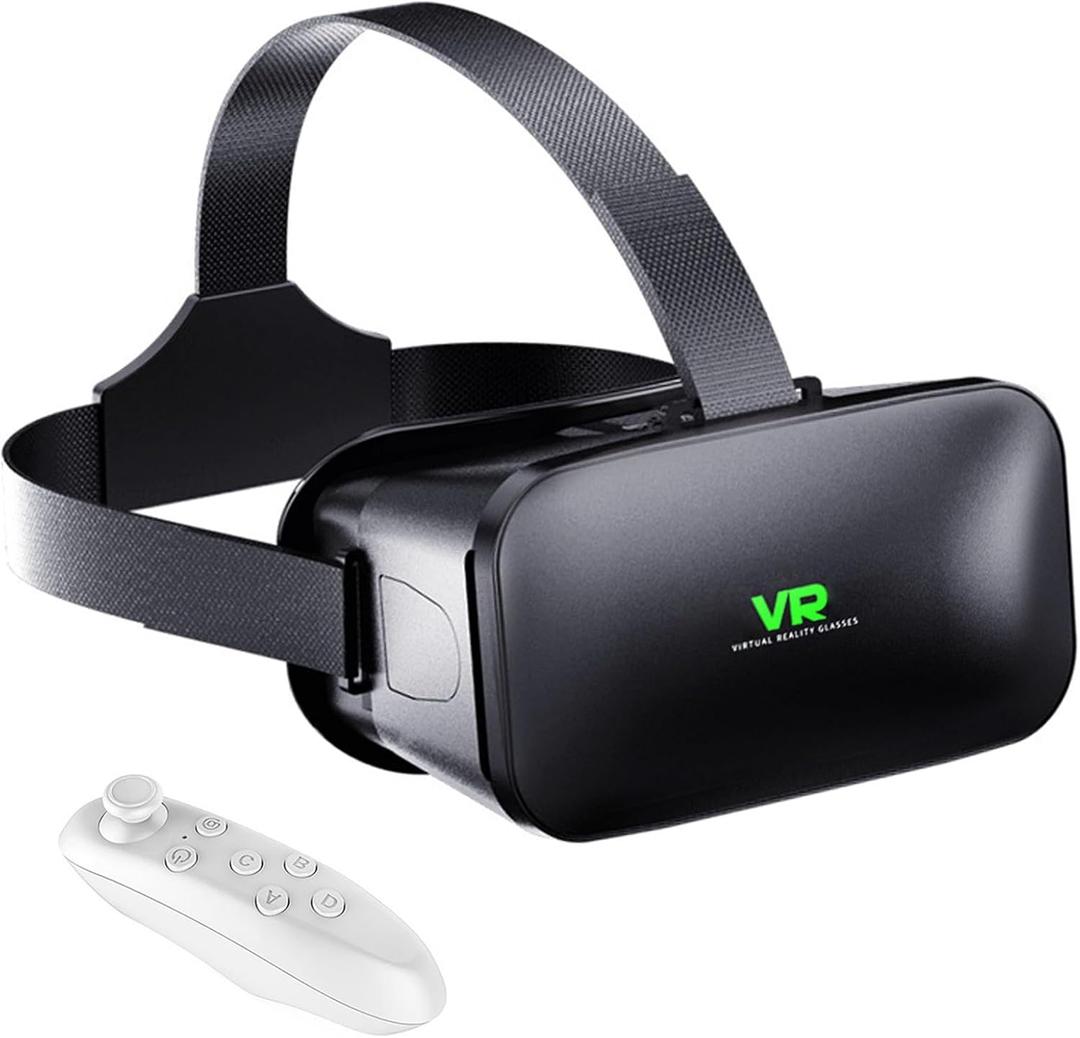 3D VR Headset, Virtual Reality 3D VR Glasses, Anti-Blue Light Adjustable 3D Headset Helmets for iPhone or Android Compatible with 4.5 to 6.7 inch with Controller