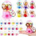 Foilswirl Candy Party Favors with 3.8 Inch Mini Candy Dispenser Toy Thank You Cards Mini Bubble Gumball Machines for Land Birthday Party Decorations Favors(24 Sets)