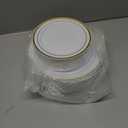 Zcaukya 100PCS Gold Plastic Plates, Disposable Plastic Dishes with Gold Rim in Bulk, 50 Pcs Each 10.25 Inch and 7.5 Inch for Dinner, Birthday and Wedding