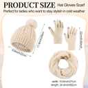 Liitrsh 12 Pcs Winter Beanie Hat Scarf Gloves Set Knitted Beanie Hat Circle Scarves Gloves Earmuff for Women Men (Black, Pink, Beige)