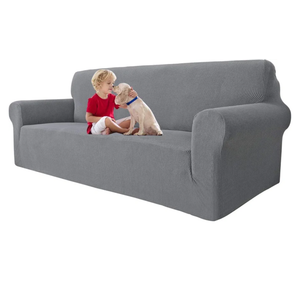 MAXIJIN Super Stretch Couch Cover for 3 Cushion Couch, 1Piece Universal Sofa Covers Living Room Jacquard Spandex Furniture Protector Dogs Pet Friendly Fitted (Extra Large, Light Gray)