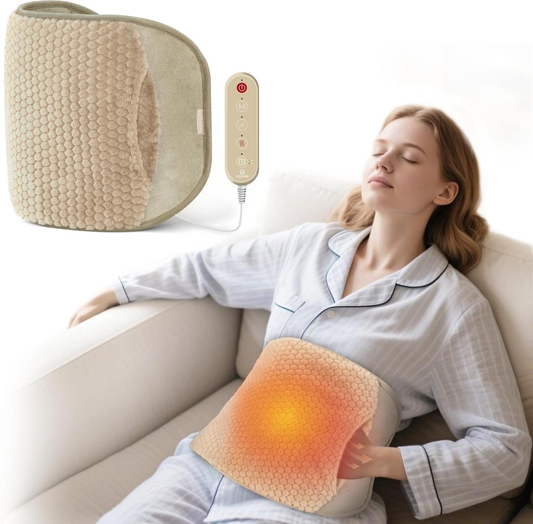 COMFIER Large Heating Pad for Back, Electric Heating Pad for Period Cramps, Lower Back Massager with Heat, Soft Machine Wash Fabric with Pocket, Gift for Mom/Women (Yellow)