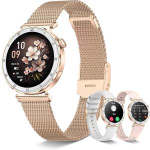 Smart Watches for Women (Answer/Make Calls),1.19" AMOLED Slim Smartwatch with Heart Rate/Sleep Monitor,120+ Sport Modes Fitness Tracker with Bluetooth for iOS/Android Rose Gold