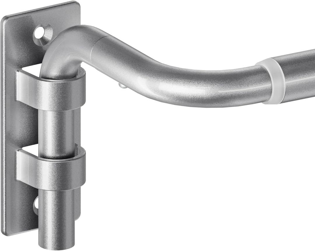 ENJOYBASICS Blackout Curtain rod for windows 48 to 84, Wrap Around Curtain Rods for Bedroom, Living Room, Adjustable from 30 to 86 Inches, Silver
