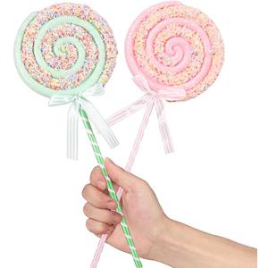 Pastel Christmas Tree Candy Picks 2pcs 16inch Gaint Pink Green Macaron Glitter Candy Lollipop Candyland Christmas Tree Hanging Ornaments for New Year Xmas Indoor Outdoor Party Decorations